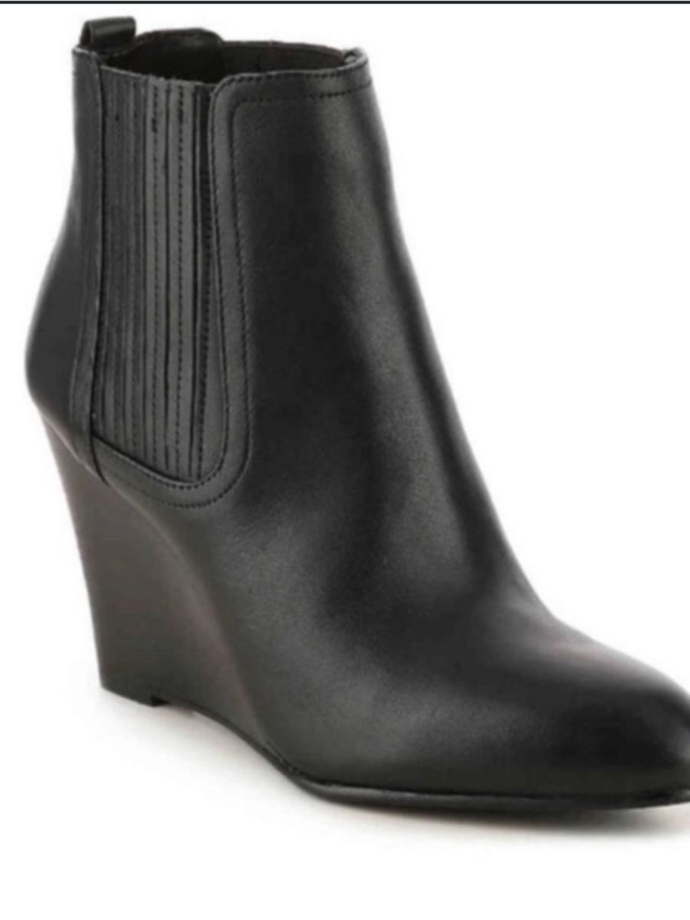 Sam Edelman Gillian Black Leather Wedge Ankle Boot